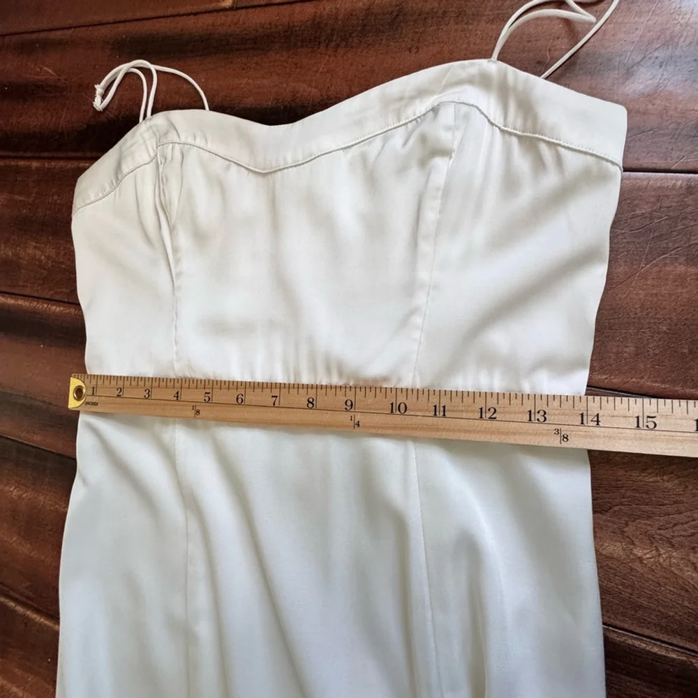Y2K Satin Slip Dress | Ivory Spaghetti Strap Maxi Minimalist